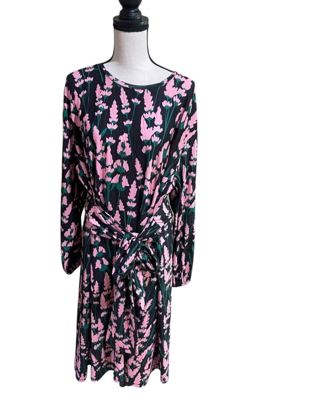 eloquii midi floral tie waist dress